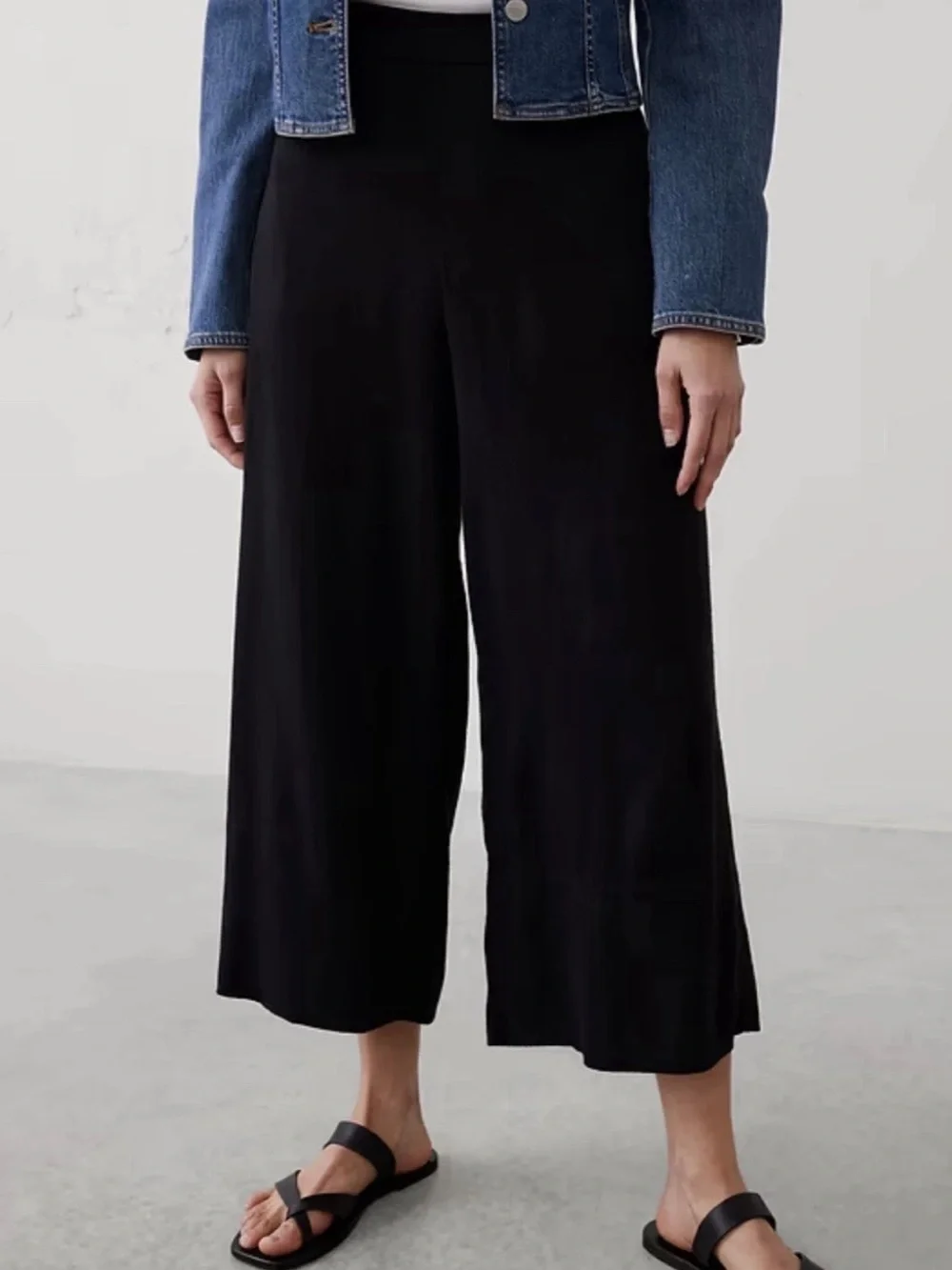 Banana Republic Anyday Wide Leg High Rise Linen Blend Cropped Pant LG NWT 812744